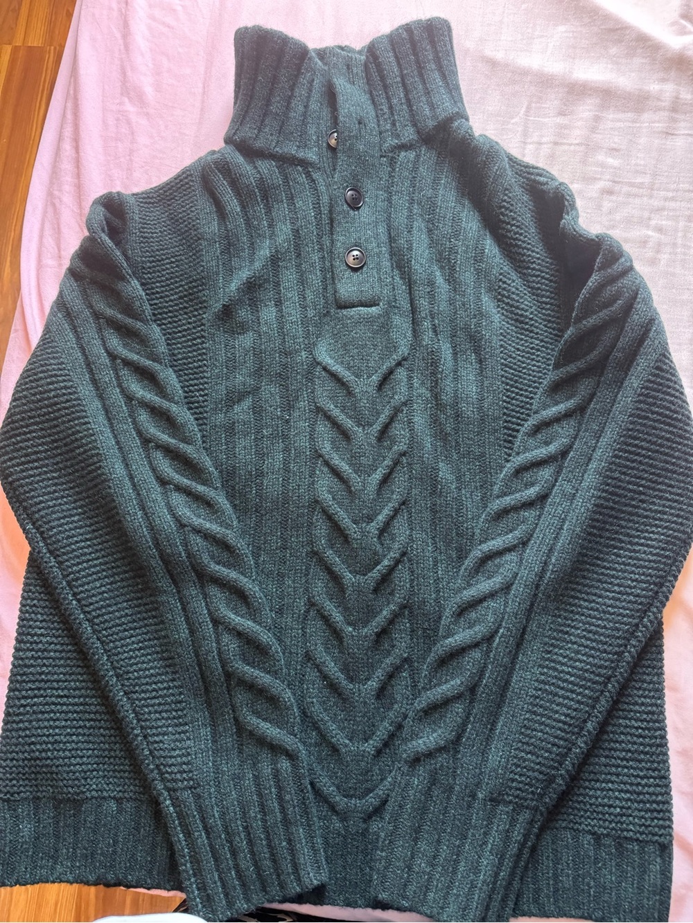 Banana Republic Dark Green Cable Knit Turtleneck Sweater